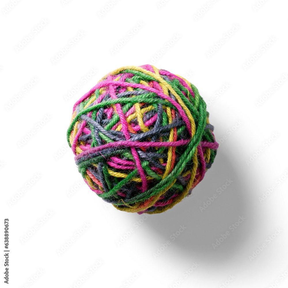Close up view jute ball isolated on white.