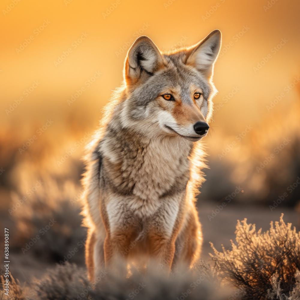 Coyote in its Natural Habitat, Wildlife Photography, Generative AI