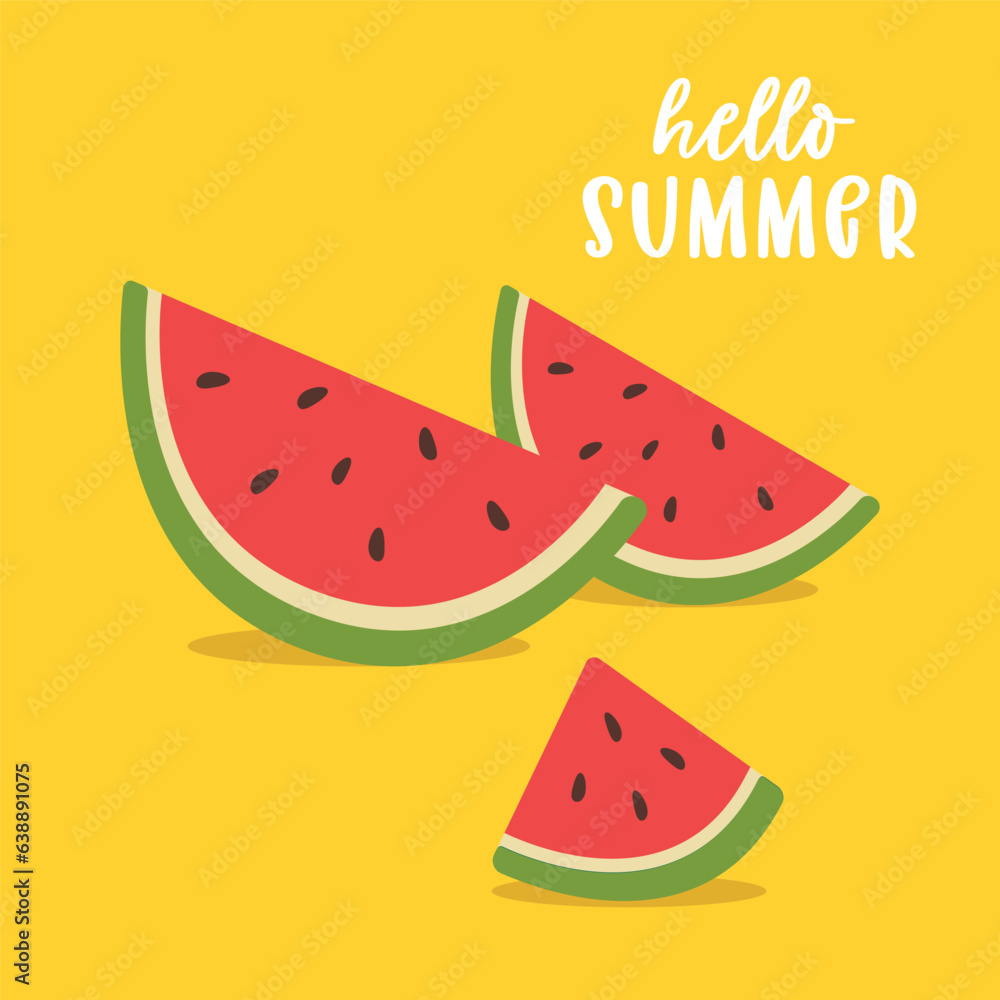 Hello Summer Watermmelon Card. Fresh Watermelon Slice. Minimal Summer Card. Colorful Summer Fruit Postcard. Hello Summer Watermmelon Card. Fresh Watermelon Slice. Minimal Summer Card. Colorful Summer Fruit Postcard.