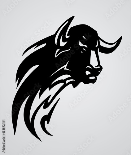 Fire Bull Head, Toro Bravo Abstract Illustration