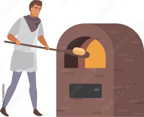 Medieval baker man. Medieval people occupations, middle age bakery cartoon vector illustration