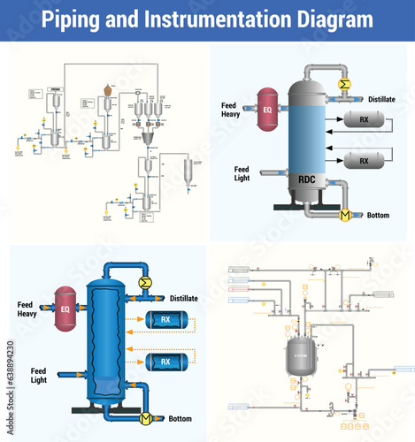 Vector Illustration for Piping and Instrumentation Diagram