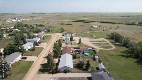Experience Hanley, Saskatchewan from above. A drone's journey over its picturesque landscapes and tranquil townscapes. photo