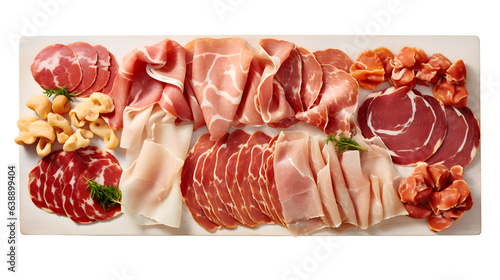 Charcuterie platter on transparent background PNG photo