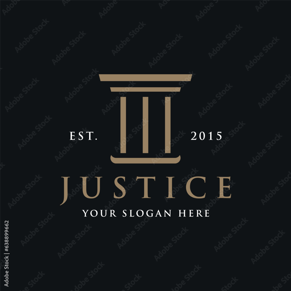 Pillar Logo Design for lawyers with a luxurious and modern building column concept. Pillar Logo Design for lawyers with a luxurious and modern building column concept.