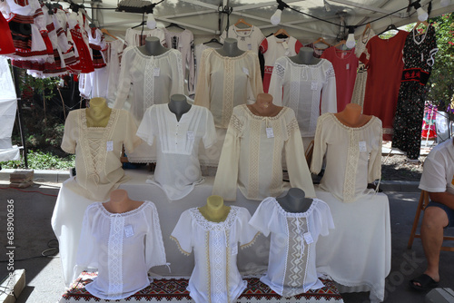 traditional handmade romanian clothes made of molten cloth and ie