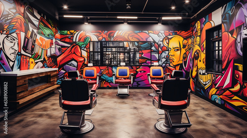 Barbershop Decorated with Graffiti Art © Magenta Dream