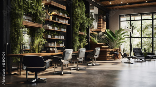 Barbershop with Decorated Natural Hanging Plant