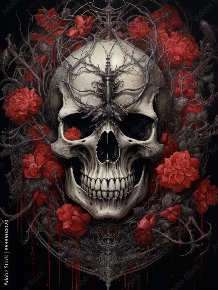 Beautiful Detailed Gothic: Skulls, Spiders, and Flowers Beautiful Detailed Gothic: Skulls, Spiders, and Flowers