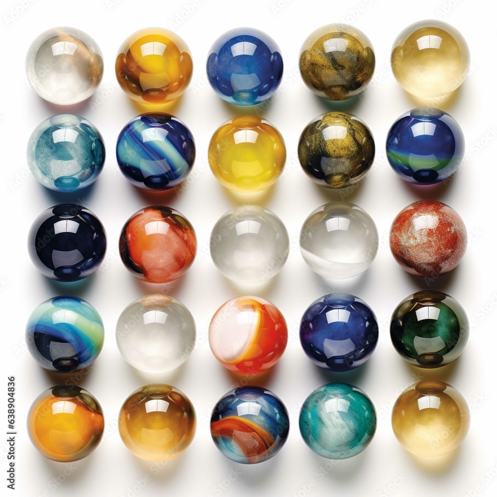Glass balls on the table Glass balls on the table