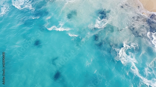 Coast as a background from top view. Turquoise water background from top view. Summer seascape from air © Sasint