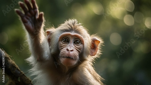 Monkey waving hello