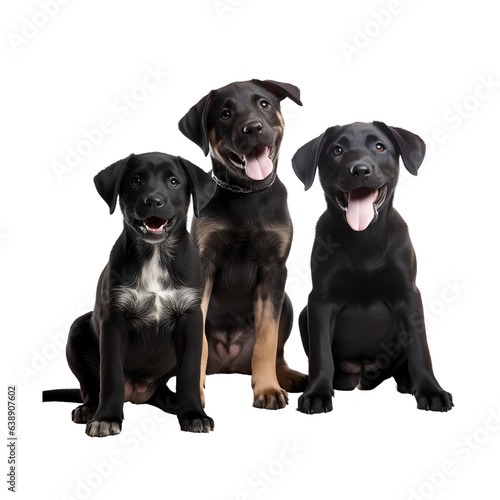 group of happy playful puppies dog isolated on transparent background