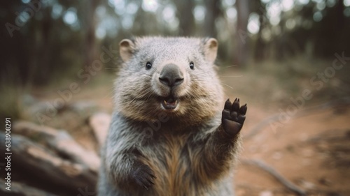 Australian wombat waving hello