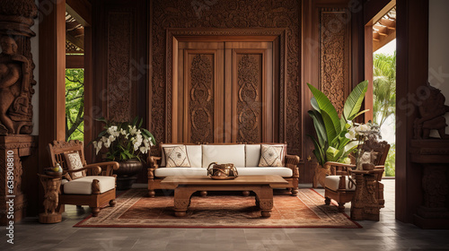 Javanese Entry Foyer with Batik Rugs