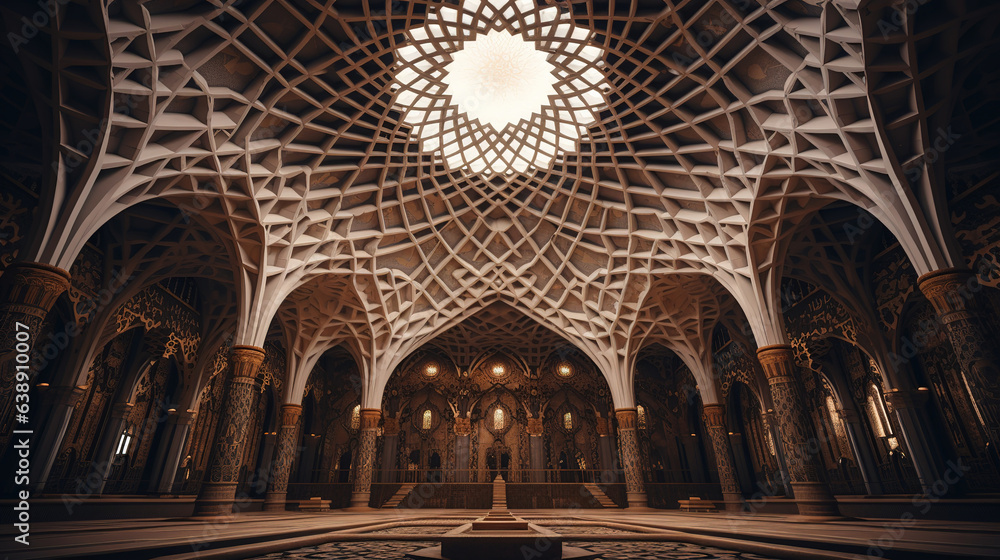 Mosque Interior with Geometric Patterns