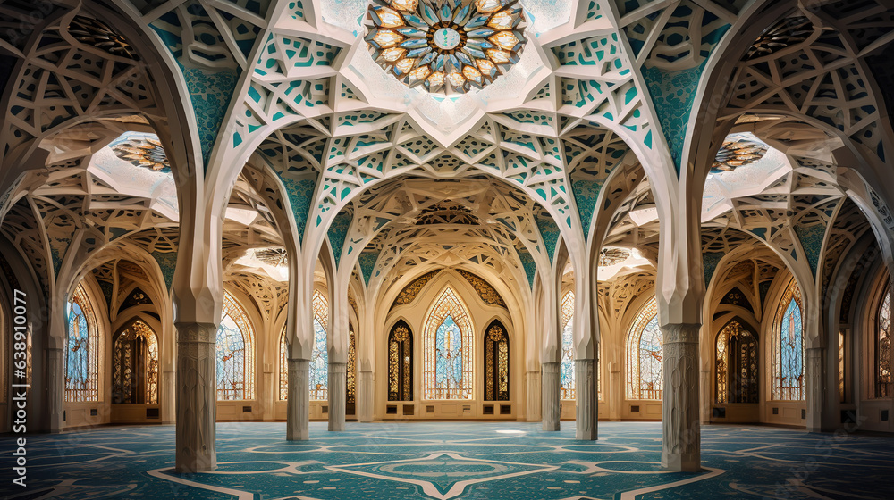 Mosque Interior with Geometric Patterns