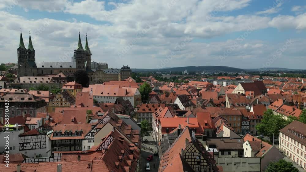 Bamberg German Bavarian City Kirche Church drone 4K Bamberg German Bavarian City Kirche Church drone 4K