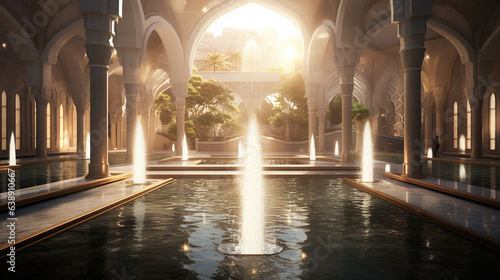 Modern Mosque with Water Pond © Magenta Dream