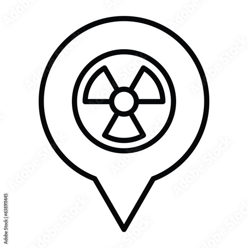 dangerous icon vector Radiation sign with map pointer