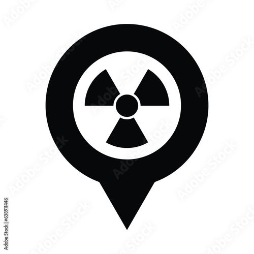 dangerous icon vector Radiation sign with map pointer