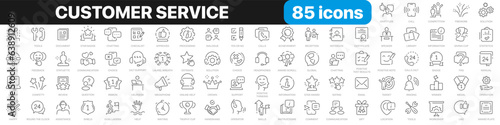 Customer service line icons collection. Support, contact us, message icons. UI icon set. Thin outline icons pack. Vector illustration EPS10