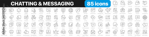 Chatting and message line icons collection. Chat, message, email, comment icons. UI icon set. Thin outline icons pack. Vector illustration EPS10