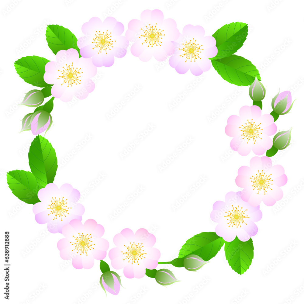 Fototapeta premium Wreath frame of wild roses