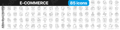 E-commerce line icons collection. Shopping, store, purchase, marketing, delivery icons. UI icon set. Thin outline icons pack. Vector illustration EPS10