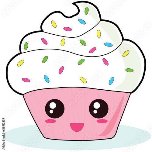 cute cartoon pink cupcake dessert
