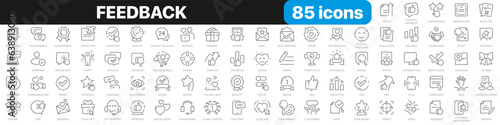 Feedback line icons collection. Evaluation, rating, support, service, like icons. UI icon set. Thin outline icons pack. Vector illustration EPS10