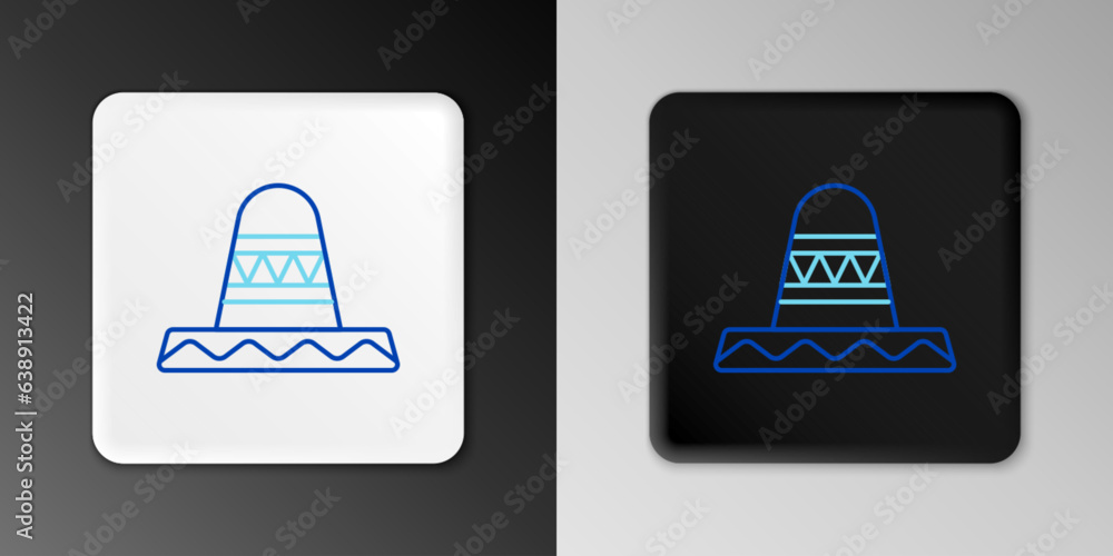 Line Traditional mexican sombrero hat icon isolated on grey background. Colorful outline concept. Vector Line Traditional mexican sombrero hat icon isolated on grey background. Colorful outline concept. Vector