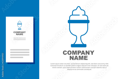 Blue Ice cream in the bowl icon isolated on white background. Sweet symbol. Logo design template element. Vector