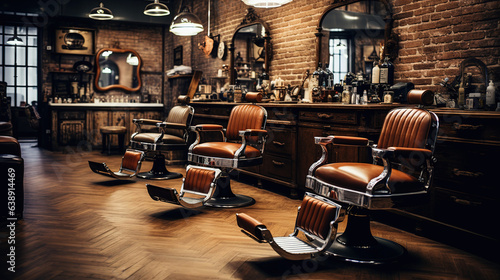 Barber Shop with vintage Interior