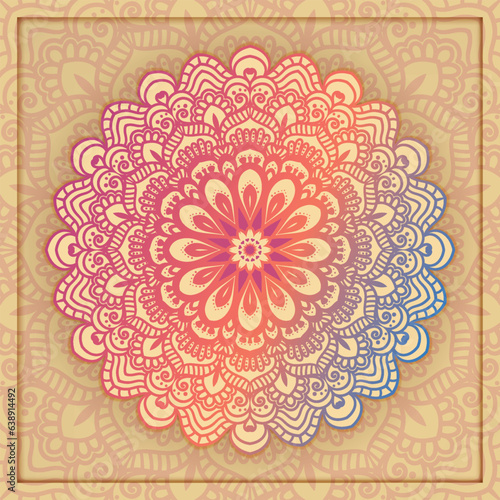 Mandala in Gradient Color with Pastel Color Background