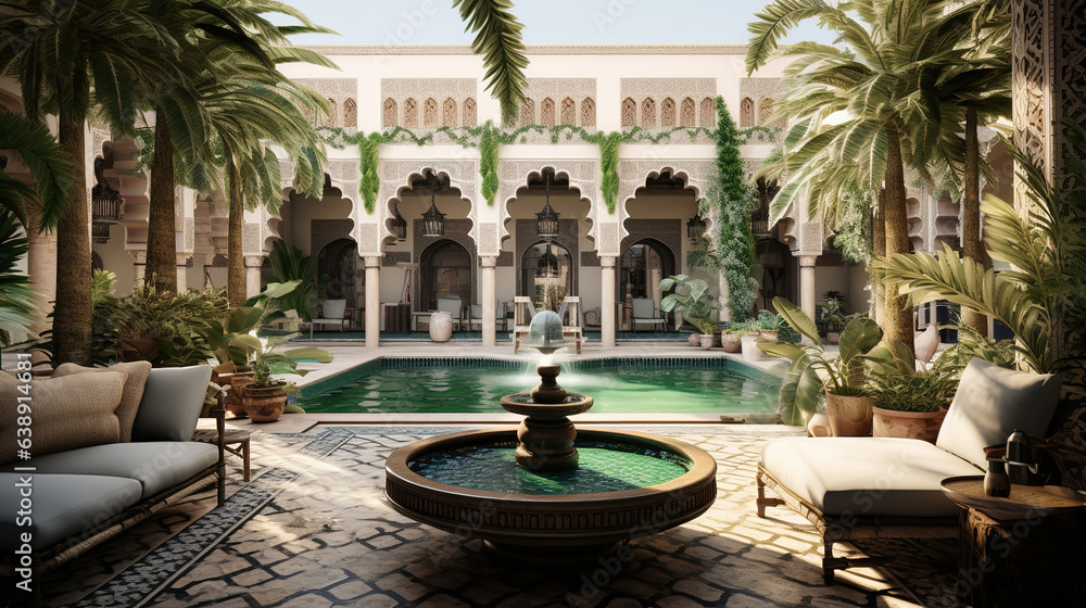 Arabic Courtyard with Central Water