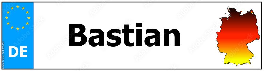 Car sticker sticker with name Bastian and map of germany Car sticker sticker with name Bastian and map of germany