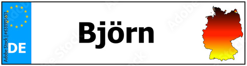 Obraz na plátně Car sticker sticker with name Björn and map of germany