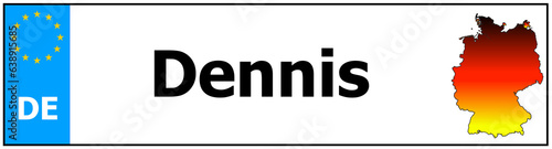 Canvas Print Car sticker sticker with name Dennis and map of germany