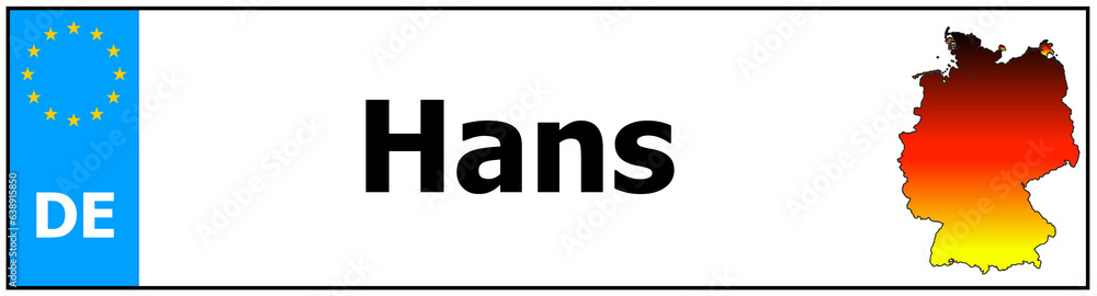 Car sticker sticker with name Hans and map of germany Car sticker sticker with name Hans and map of germany