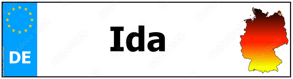 Car sticker sticker with name Ida and map of germany Car sticker sticker with name Ida and map of germany