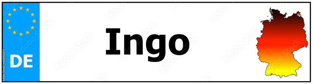 Car sticker sticker with name Ingo and map of germany Car sticker sticker with name Ingo and map of germany
