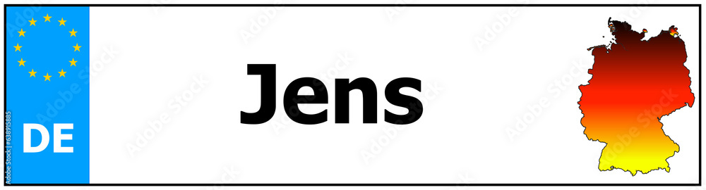 Car sticker sticker with name Jens and map of germany