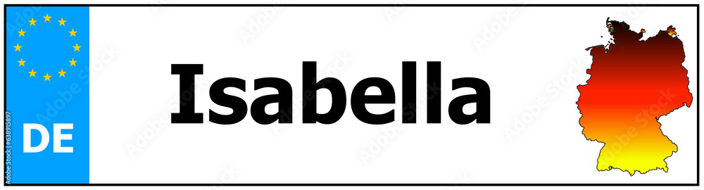 Car sticker sticker with name Isabella and map of germany Car sticker sticker with name Isabella and map of germany