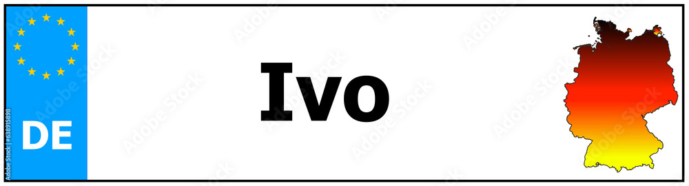 Car sticker sticker with name Ivo and map of germany