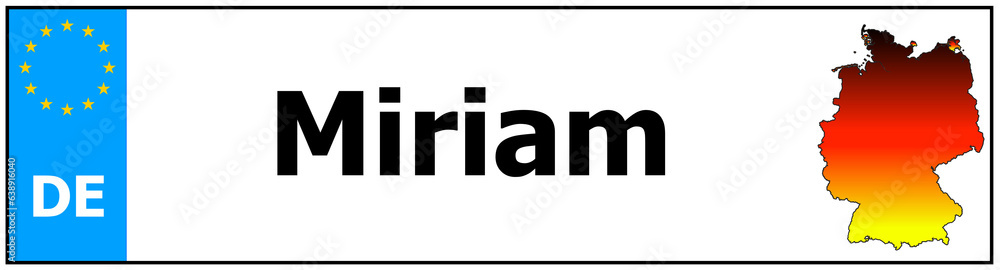 Car sticker sticker with name Miriam and map of germany Car sticker sticker with name Miriam and map of germany