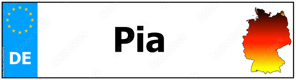 Car sticker sticker with name Pia and map of germany Car sticker sticker with name Pia and map of germany