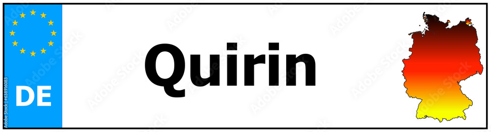 Car sticker sticker with name Quirin and map of germany