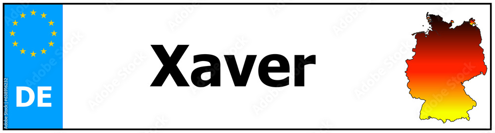 Car sticker sticker with name Xaver and map of germany Car sticker sticker with name Xaver and map of germany