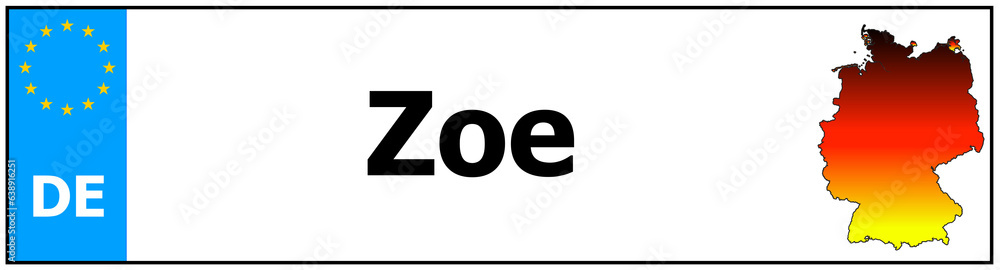 Car sticker sticker with name Zoe and map of germany Car sticker sticker with name Zoe and map of germany